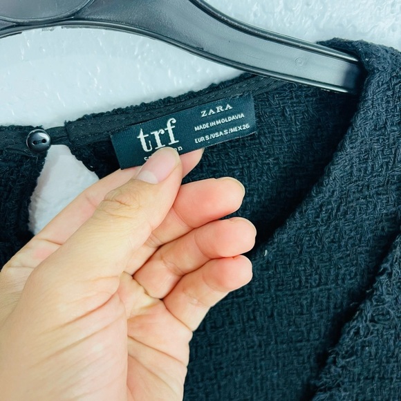 Zara | Black Tweed Midi Crop Top With Jewel Buckle - Picture 5 of 7